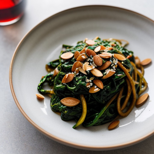 Stir-Fried Spinach With Ginger & Almonds recipe image
