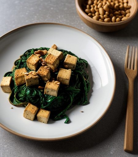 Stir-Fried Spinach With Tofu recipe image