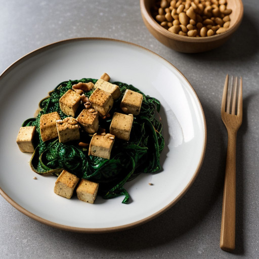 Stir-Fried Spinach With Tofu recipe image