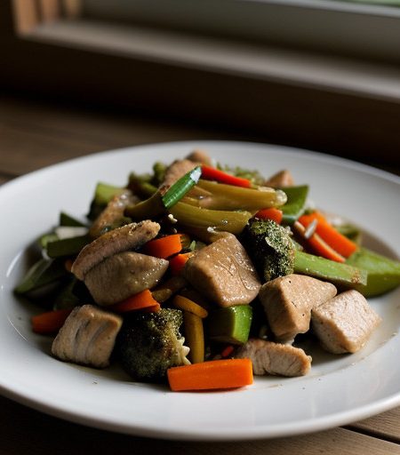 Stir Fry Vegetables With Chicken or Pork. recipe image