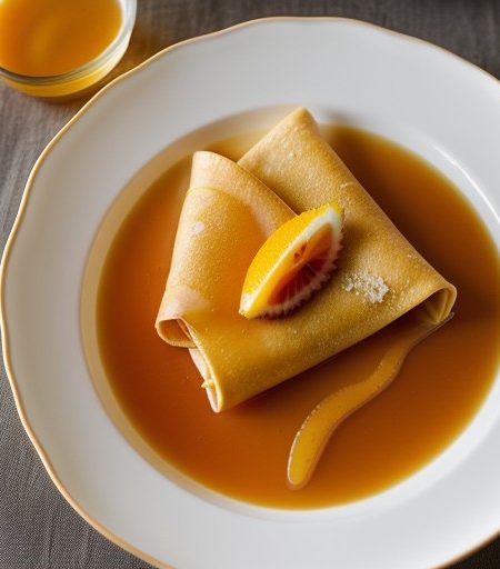 Strawberry Crepes With Honey Suzette Sauce recipe image
