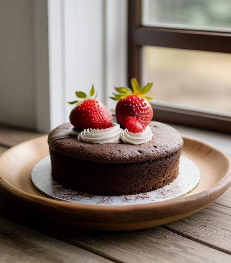 Strawberry-Filled Chocolate Cake Hearts recipe image