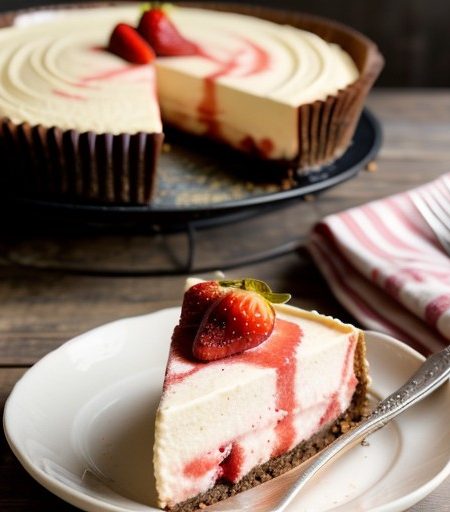Strawberry Ribbon Cheesecake recipe image