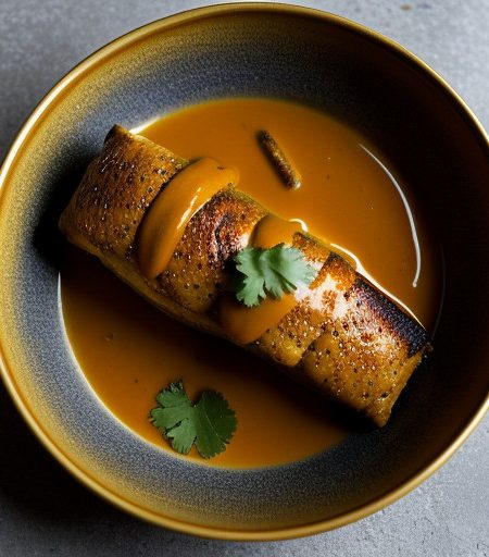 Stuffed Bass With Curry Sauce recipe image