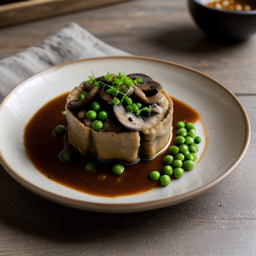 Stuffed Bean Curd With Peas & Mushrooms recipe image