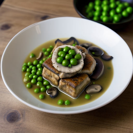 Stuffed Bean Curd With Peas and Mushrooms recipe image