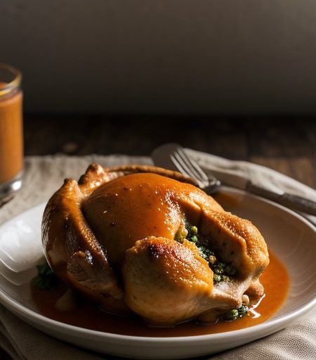 Stuffed Boneless Cornish Hen Wport Orange Sauce recipe image