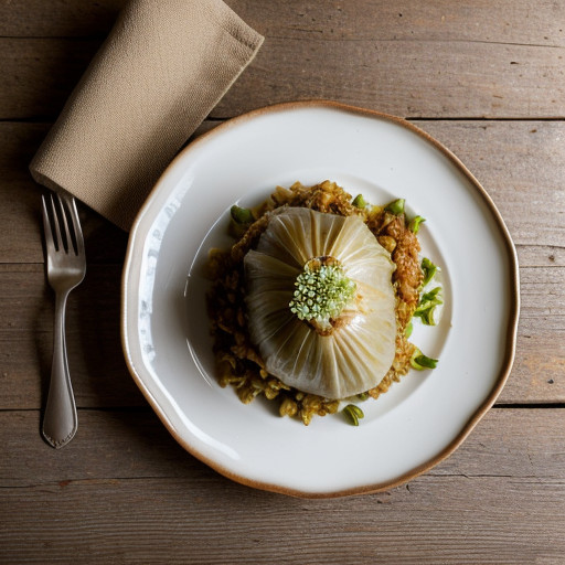 Stuffed Cabbage With Rice & Pine Nuts Avgolem recipe image