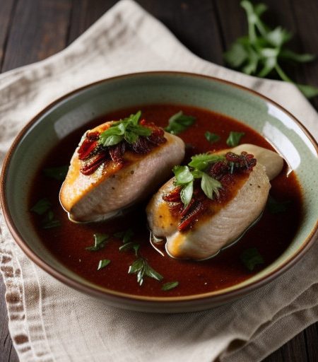 Stuffed Chicken Breasts in Wine Sauce recipe image