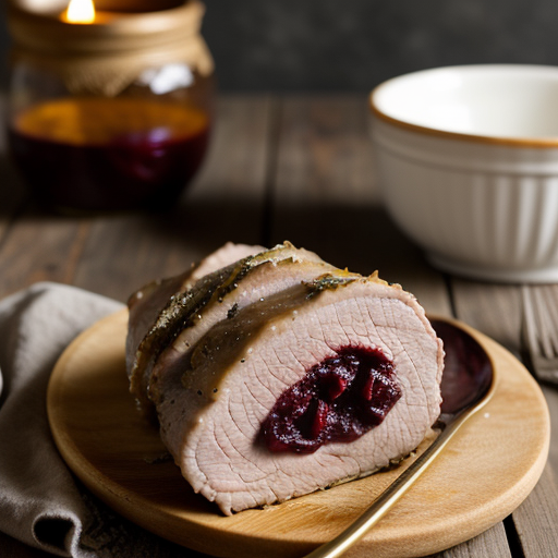 Stuffed Pork Roast With Cranberry Sauce recipe image