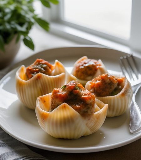 Stuffed Shells in Creamy Tomato Sauce - Country Living recipe image