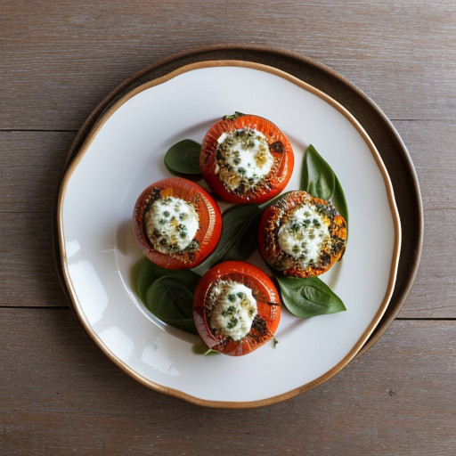 Stuffed Tomatoes With Spinach & Yogurt Chee recipe image