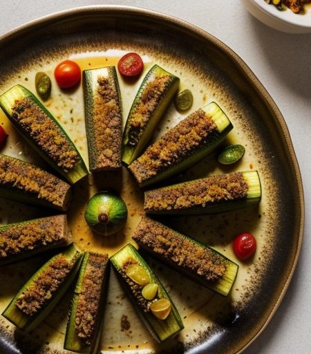 Stuffed Zucchini Andalouse (Zucchini Ham Beef recipe image