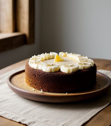 Sugarless Banana Walnut Cake recipe image