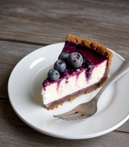 Sugarless, Low-Fat Blueberry Cheesecake recipe image