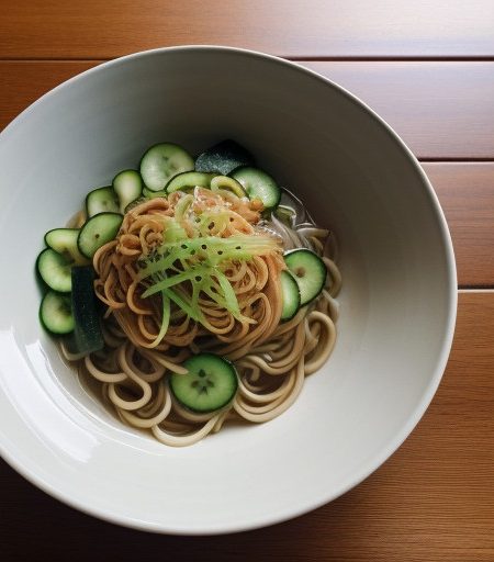 Sunomono or Japanese Noodle & Cucumber Sala recipe image