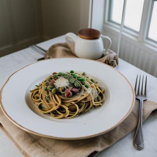 Suppers: [Friday Pasta Carbonara With Peas recipe image