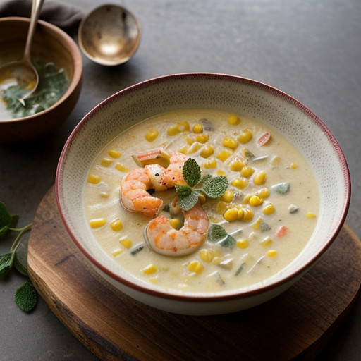 Sweet Corn Chowder With Shrimp & Red Pepper recipe image