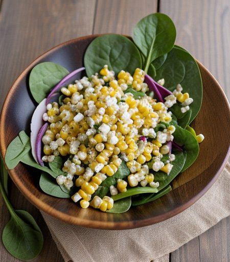 Sweet Corn, Jicama, and Baby Spinach Salad With Tequila L recipe image