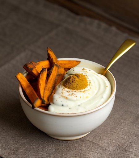 Sweet Potato Fries With Curried Mayonnaise Dip recipe image