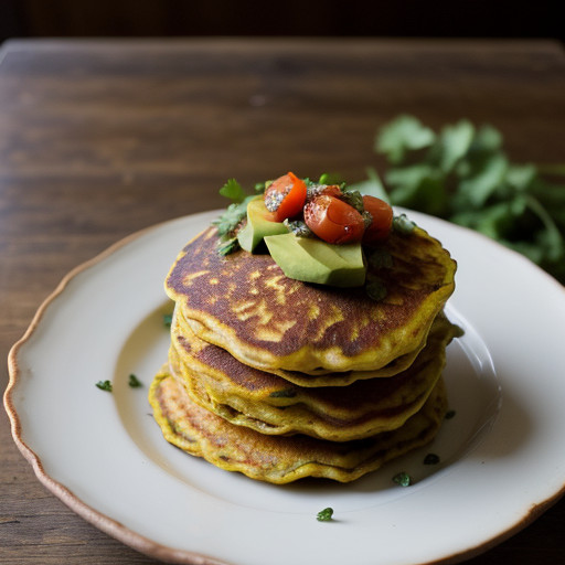 Sweet Potato Pancakes W/ Sea Scallops-Avocado-Tomato Sals recipe image