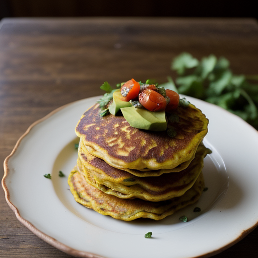 Sweet Potato Pancakes W/ Sea Scallops-Avocado-Tomato Sals recipe image