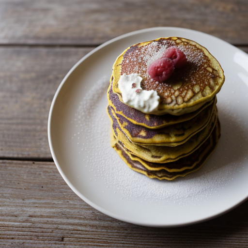 Sweet Potato Raspberry Pancakes With Sorghum and Whipped recipe image