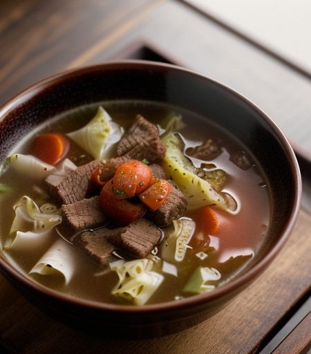 Sweet-and-Sour Beef Cabbage Soup recipe image