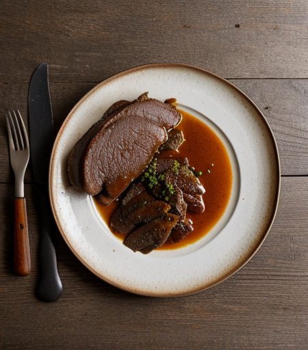 Sweet-and-Sour Calf's Liver With Spaetzel recipe image
