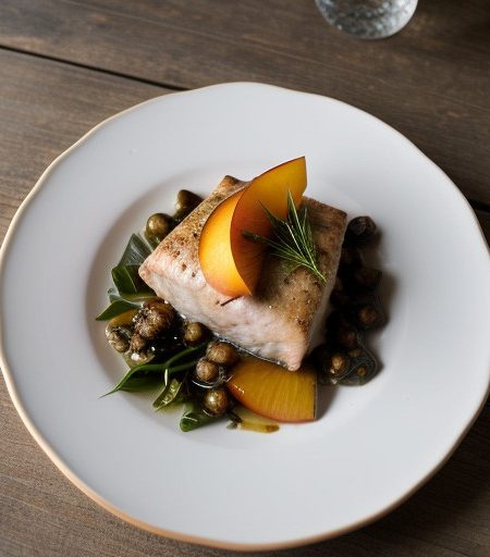 Swordfish~ Dilled Peach recipe image