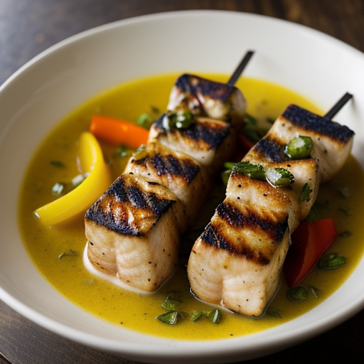 Swordfish Kabobs With Lemon-Garlic Sauce recipe image