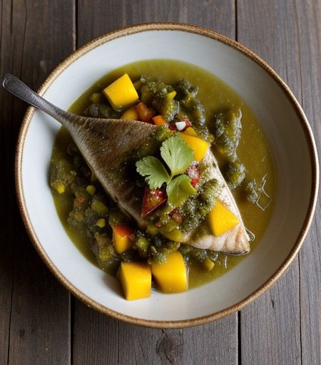 Swordfish With Mango-Tomatillo Relish recipe image
