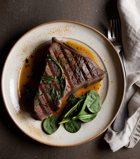 T-Bone Fiorentina With Sauteed Spinach and Da Vero Oil recipe image