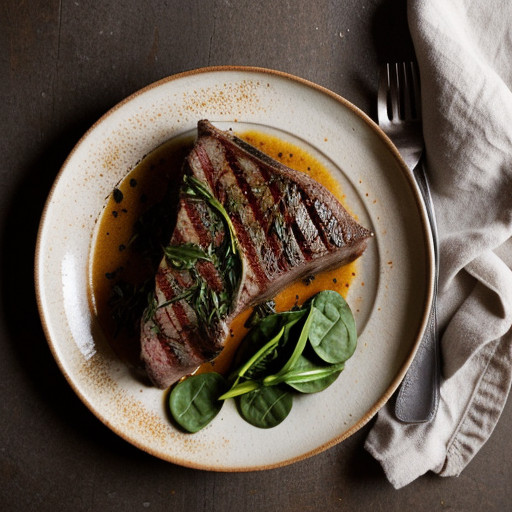 T-Bone Fiorentina With Sauteed Spinach and Da Vero Oil recipe image