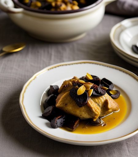 Tagine of Chicken With Prunes & Almonds recipe image