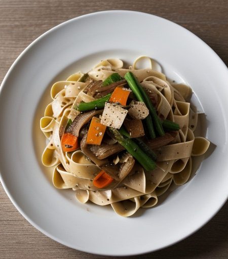 Tagliatelle With Chinese Vegetables recipe image