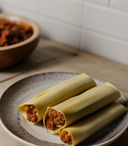 Tamales With Vegetarian Chorizo recipe image