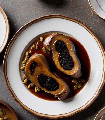 Tamarind-Glazed Pork Chops With Mole Cream recipe image