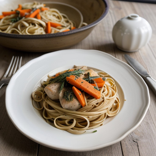 Tarragon Chicken With Carrots and Linguine recipe image