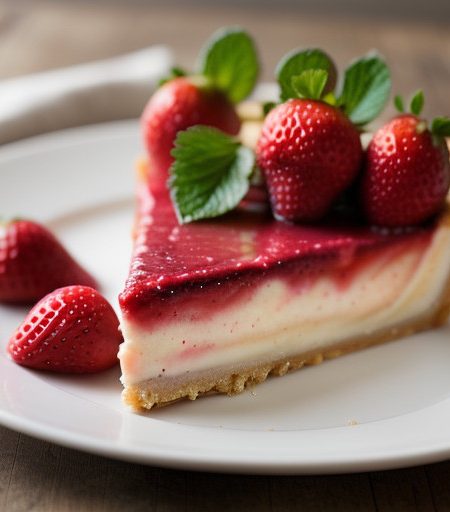 Tarte Chaude À La Rhubarbe, Coulis De Fraises recipe image