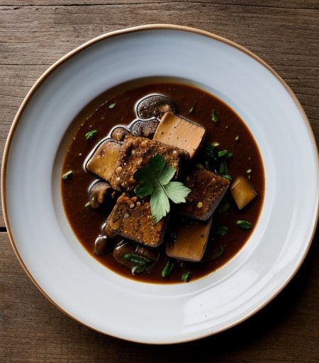 Tempeh & Mushroom Stew on a Mashed Potato Bas recipe image