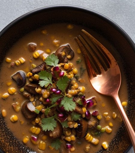 Tempeh and Sweetcorn Roast With Tahini/Mushroom Sauce recipe image