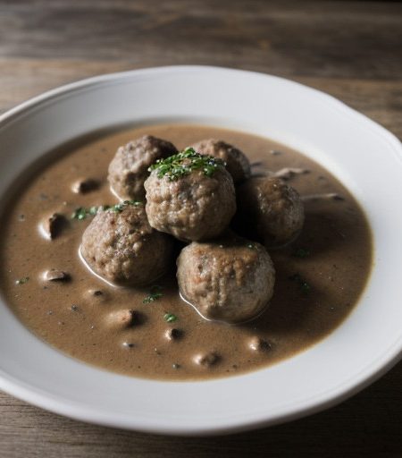 Tender Meatballs in Mushroom Gravy recipe image