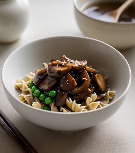 Teriyaki Sauce With Peas & Straw Mushrooms recipe image