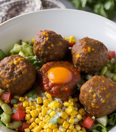 Tex-Mex Chili Meatballs With Zesty Tomato Salad recipe image