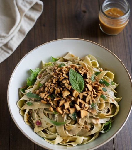Thai Chicken Fettuccine Salad recipe image