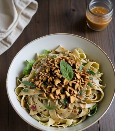 Thai Chicken Fettuccine Salad recipe image