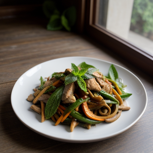 Thai Chicken Stir Fry With Mint Leaves & Chile recipe image