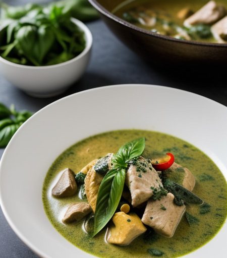Thai Green Curry Chicken With Basil recipe image