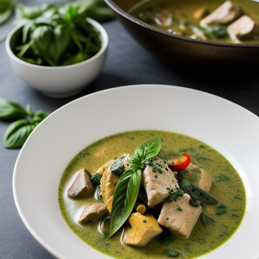 Thai Green Curry Chicken With Basil recipe image